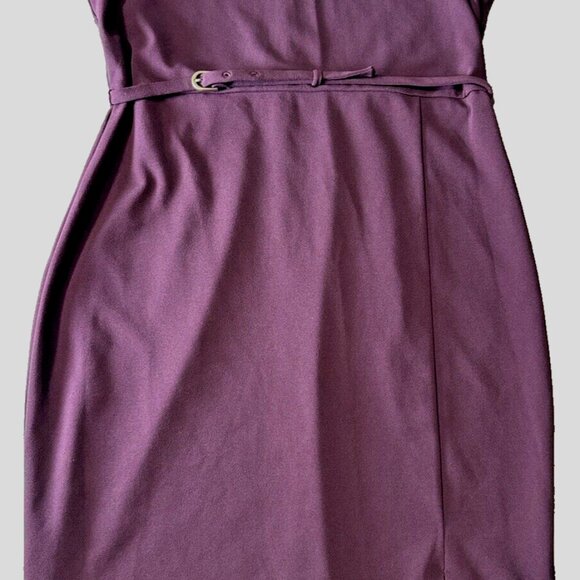 EXPRESS Burgundy Classic Cap Sleeve Slit Pencil Dress Large Fitted Cocktail - Picture 2 of 15